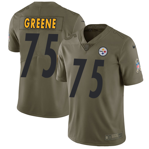 Pittsburgh Steelers #75 Joe Greene Olive Men's Stitched Limited 2017 Salute to Service Jersey Men's
