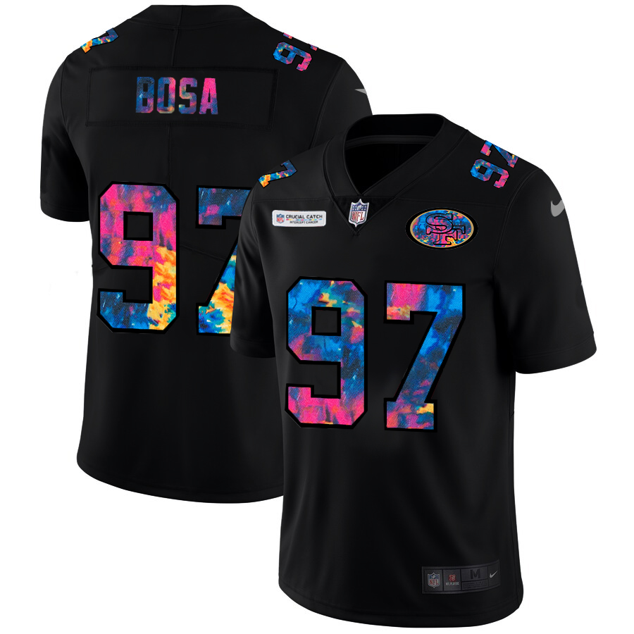 San Francisco 49ers #97 Nick Bosa Men's Multi-Color Black 2020 Crucial Catch Vapor Untouchable Limited Jersey