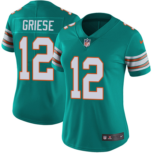 Miami Dolphins #12 Bob Griese Aqua Green Alternate Women's Stitched Vapor Untouchable Limited Jersey Womens