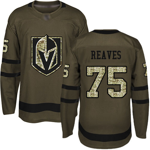 Adidas Golden Vegas Golden Knights #75 Ryan Reaves Green Salute to Service Stitched Youth Jersey Youth