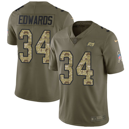 Tampa Bay Buccaneers #34 Mike Edwards Olive/Camo Men's Stitched Limited 2017 Salute To Service Jersey Men's