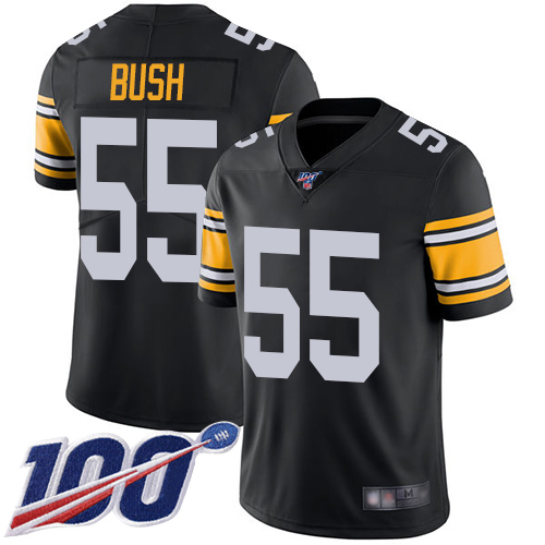 Pittsburgh Steelers #55 Devin Bush Black Alternate Men's Stitched 100th Season Vapor Limited Jersey Men's