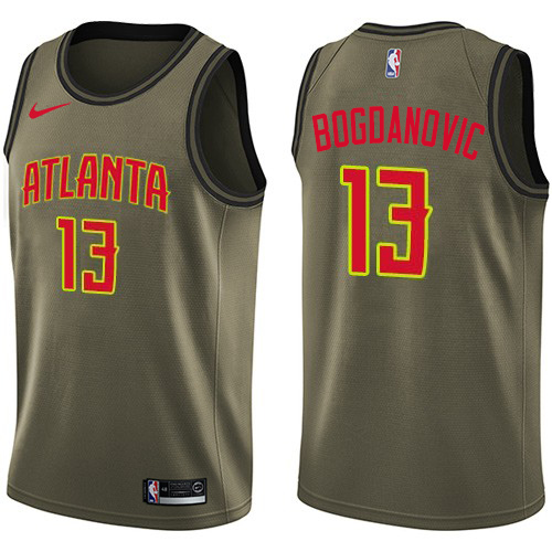 Atlanta Hawks #13 Bogdan Bogdanovic Green Swingman Salute to Service Jersey Mens