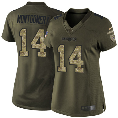 Patriots #14 Ty Montgomery Green Youth Stitched Limited 2015 Salute To Service Jersey