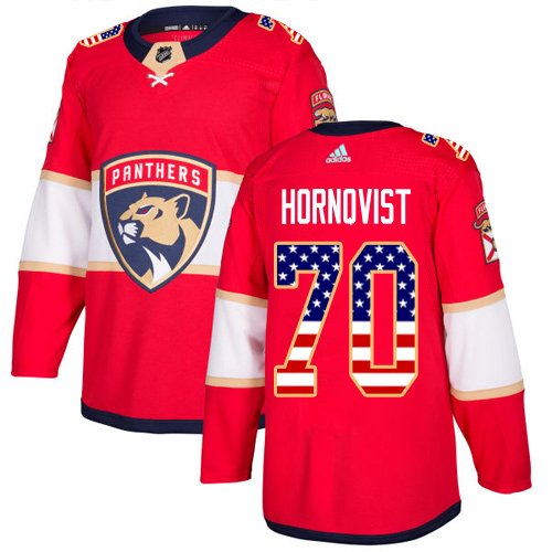 Adidas Panthers #70 Patric Hornqvist Red Home Authentic USA Flag Stitched Youth Jersey