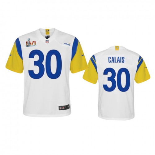 Los Angeles Los Angeles Rams #30 Raymond Calais Youth Super Bowl LVI Patch Alternate Game Jersey - White Youth