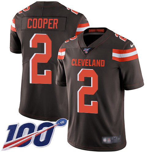 Browns #2 Amari Cooper Brown Team Color Men's Stitched 100th Season Vapor Limited Jersey