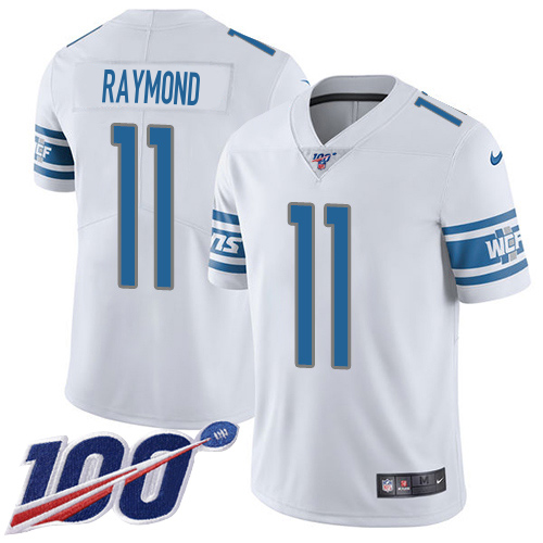 Lions #11 Kalif Raymond White Youth Stitched 100th Season Vapor Untouchable Limited Jersey