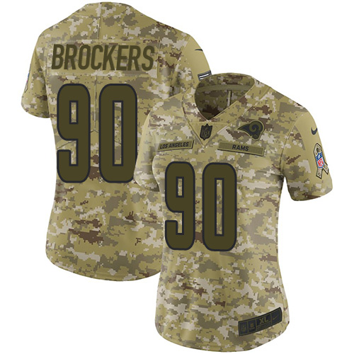 Los Angeles Rams #90 Michael Brockers Camo Women's Stitched Limited 2018 Salute to Service Jersey Womens