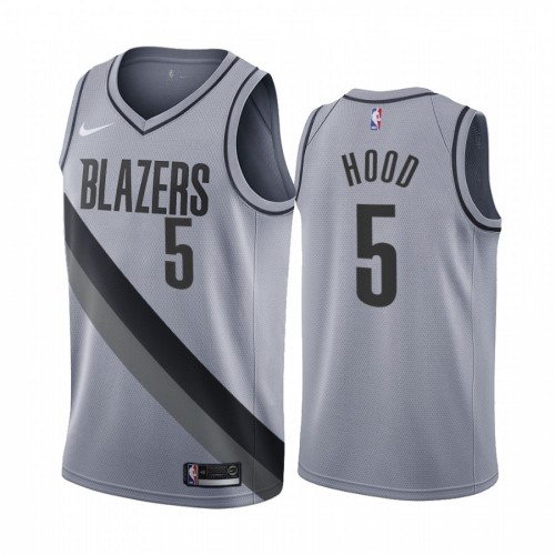 Portland Trail Portland Trail Blazers #5 Rodney Hood Gray Womens Swingman 2020-21 Earned Edition Jersey Womens