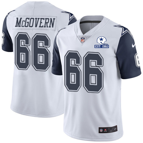 Dallas Cowboys #66 Connor McGovern White Men's Stitched With Established In 1960 Patch Limited Rush Jersey Men's