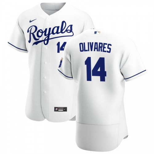 Kansas City Kansas City Royals #14 Edward Olivares Men's White Home 2020 Authentic Player Jersey Men's