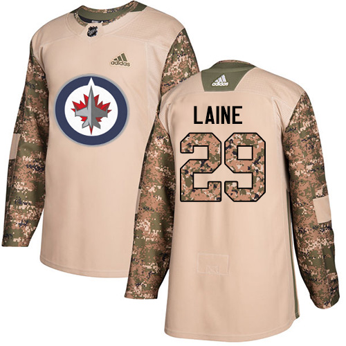 Adidas Winnipeg Jets #29 Patrik Laine Camo Authentic 2017 Veterans Day Stitched Jersey Men's