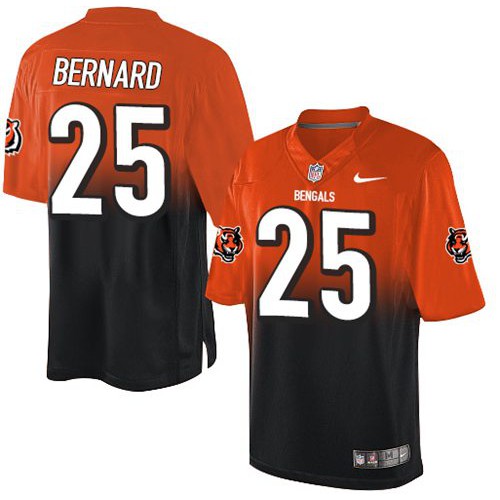 Cincinnati Bengals #25 Giovani Bernard Orange/Black Men's Stitched Elite Fadeaway Fashion Jersey Men's