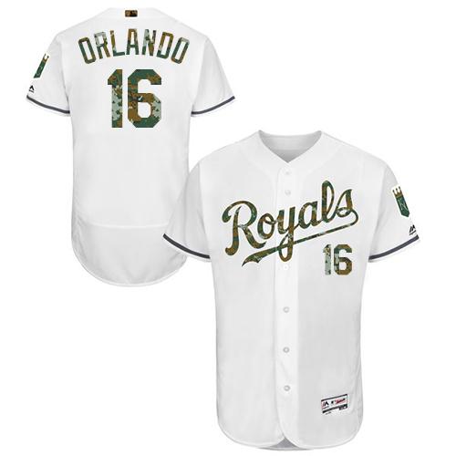 Kansas City Royals #16 Paulo Orlando White Flexbase Authentic Collection Memorial Day Stitched Jersey Men's