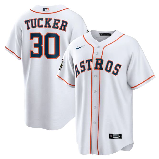 Houston Astros #30 Kyle Tucker White 2022 World Series Home Stitched Men's Jersey