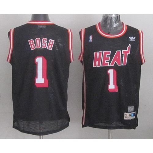 Miami Heat #1 Chris Bosh Black Hardwood Classics Nights Stitched Jersey Mens