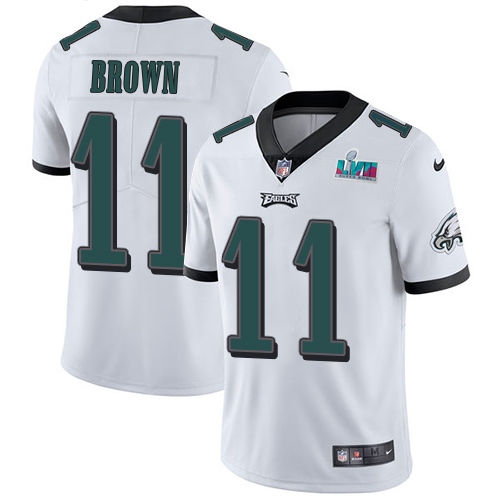 Eagles #11 A.J. Brown White Super Bowl LVII Patch Youth Stitched Vapor Untouchable Limited Jersey