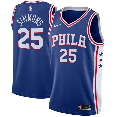 Philadelphia 76ers #25 Ben Simmons Blue Womens Swingman Icon Edition Jersey Womens