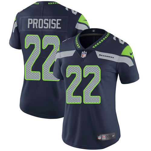 Seattle Seahawks #22 C. J. Prosise Steel Blue Team Color Women's Stitched Vapor Untouchable Limited Jersey Womens
