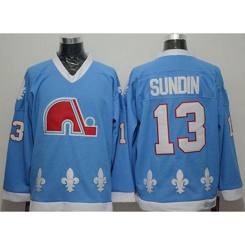 Quebec Nordiques #13 Mats Sundin Light Blue CCM Throwback Stitched Jersey Men's
