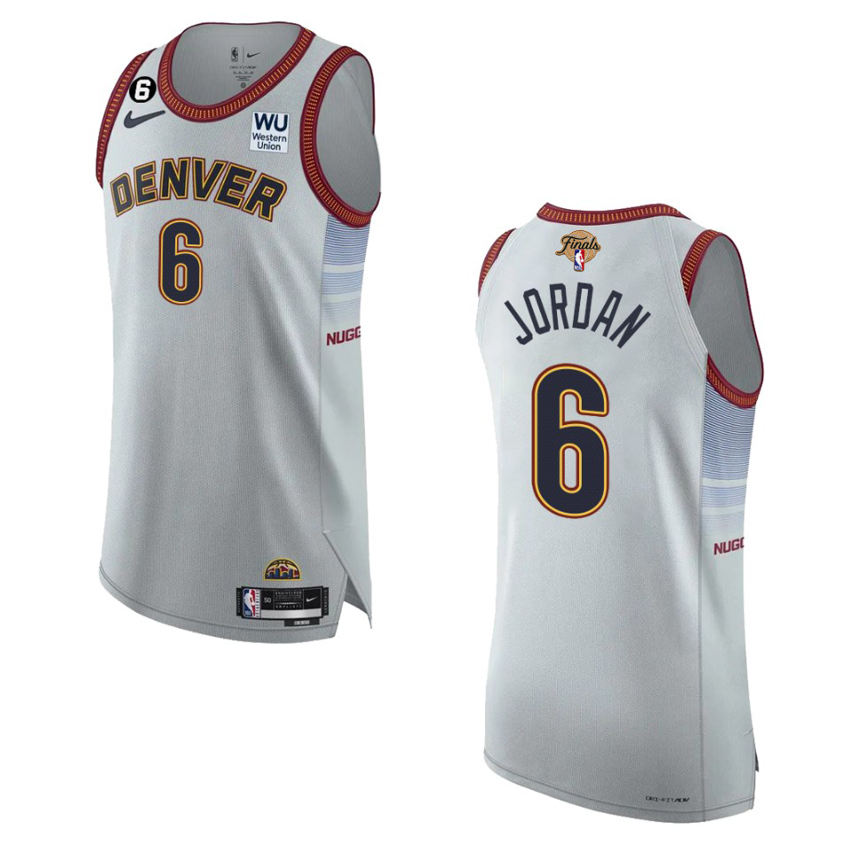 Denver Nuggets #6 DeAndre Jordan Silver 2023 Finals Patch Authentic Jersey - City Edition