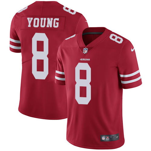 49ers #8 Steve Young Red Team Color Youth Stitched Vapor Untouchable Limited Jersey