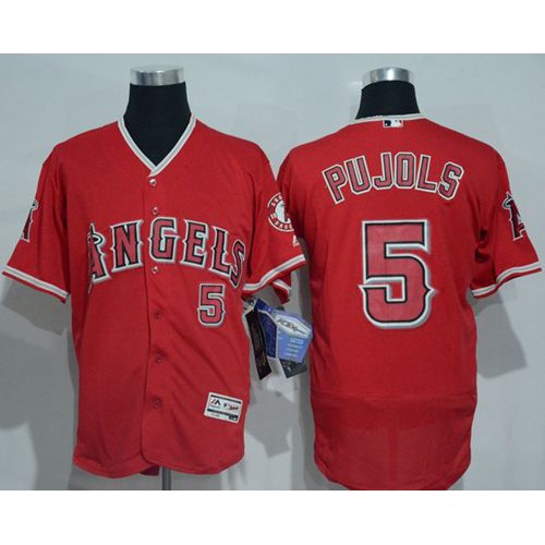 Los Angeles Angels of Anaheim #5 Albert Pujols Red Flexbase Authentic Collection Stitched Jersey Men's