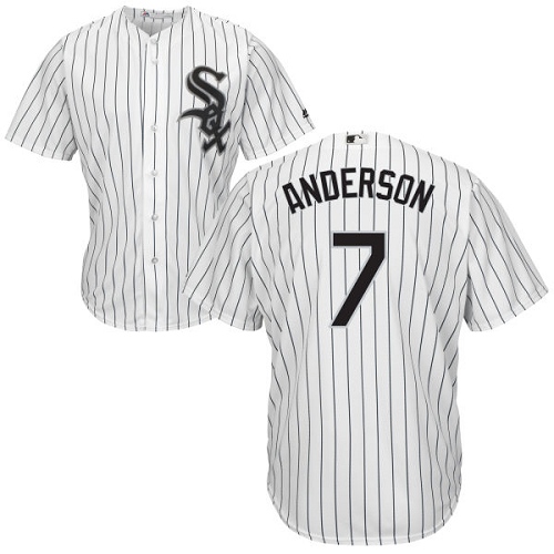 Chicago White Sox #7 Tim Anderson White(Black Strip) New Cool Base Stitched Jersey Men's