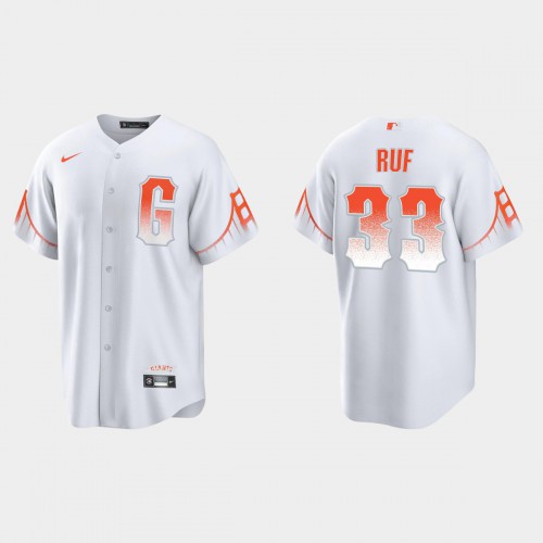 San Francisco San Francisco Giants #33 Darin Ruf Men's 2021 City Connect White Fan's Version Jersey Men's