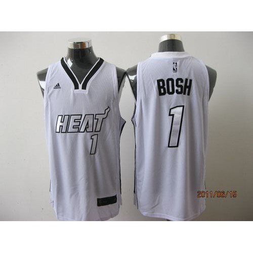 Miami Heat #1 Chris Bosh White Silver No. Stitched Jersey Mens