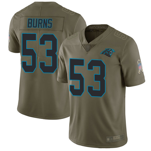 Panthers #53 Brian Burns Olive Youth Stitched Limited 2017 Salute To Service Jersey