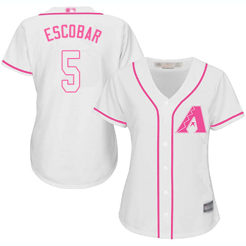 Arizona Diamondbacks #5 Eduardo Escobar White/Pink Fashion Women's Stitched Jersey Womens