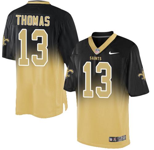 Saints #13 Michael Thomas Black/Gold Men's Stitched Elite Fadeaway Fashion Jersey