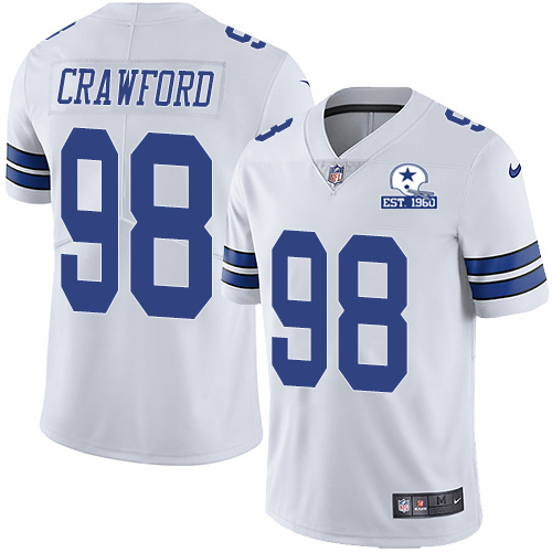 Dallas Cowboys #98 Tyrone Crawford White Men's Stitched With Established In 1960 Patch Vapor Untouchable Limited Jersey Men's