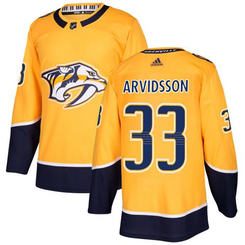 Adidas Nashville Predators #33 Viktor Arvidsson Yellow Home Authentic Stitched Jersey Men's