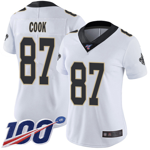 New Orleans Saints #87 Jared Cook White Women's Stitched 100th Season Vapor Limited Jersey Womens