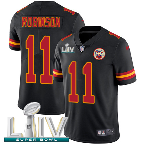 Kansas City Chiefs #11 Demarcus Robinson Black Super Bowl LIV 2020 Men's Stitched Limited Rush Jersey Men's