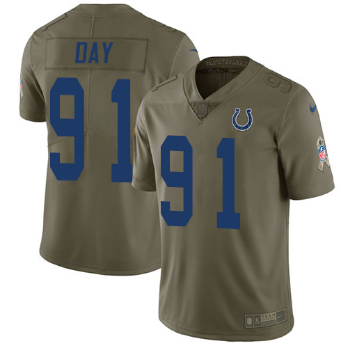 Indianapolis Colts #91 Sheldon Day Olive Men's Stitched Limited 2017 Salute To Service Jersey Men's