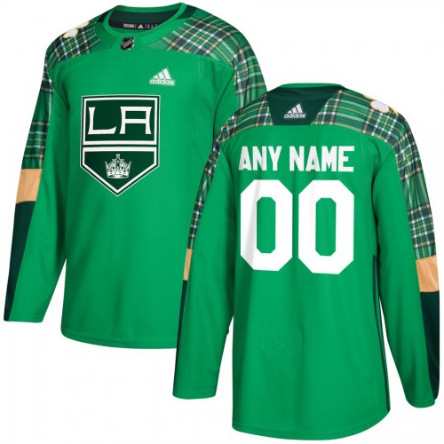 Men's Adidas Los Angeles Kings Personalized Green St. Patrick's Day Custom Practice Jersey