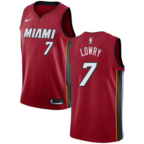 Miami Heat #7 Kyle Lowry Red Swingman Statement Edition Jersey Mens