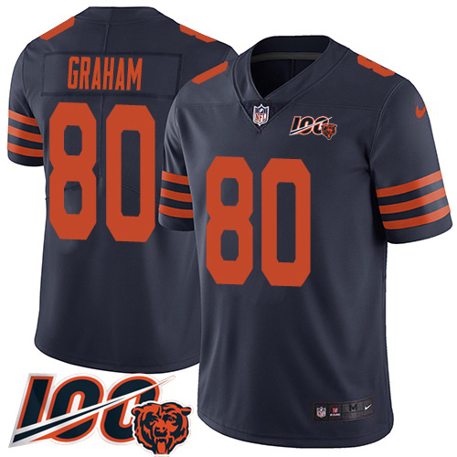 Chicago Bears #80 Jimmy Graham Navy Blue Alternate Men's Stitched 100th Season Vapor Untouchable Limited Jersey Men's