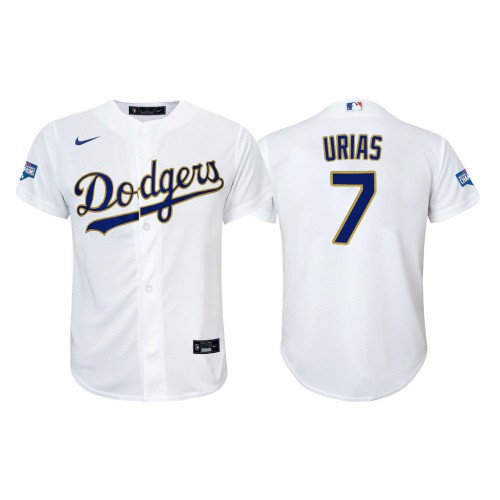 Los Angeles Los Angeles Dodgers #7 Julio Urias Youth 2021 Gold Program World Series Champions Jersey Whtie Youth