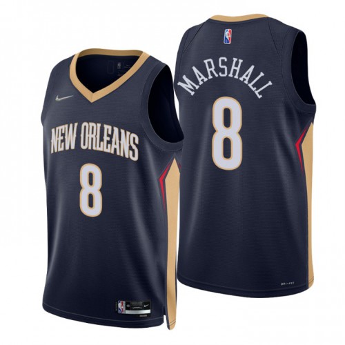 New Orleans Pelicans #8 Naji Marshall Navy Mens 2021-22 75th Anniversary Diamond Swingman Jersey - Icon Edition Mens