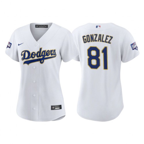 Los Angeles Los Angeles Dodgers #81 Victor Gonzalez Women's 2021 Gold Program World Series Champions Jersey Whtie Womens