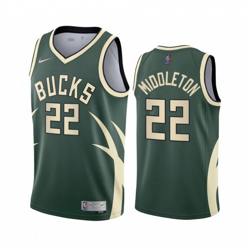 Milwaukee Milwaukee Bucks #22 Khris Middleton Green Swingman 2020-21 Earned Edition Jersey Mens