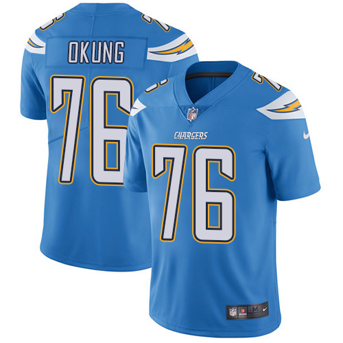 Los Angeles Chargers #76 Russell Okung Electric Blue Alternate Men's Stitched Vapor Untouchable Limited Jersey Men's