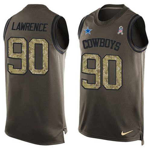 Cowboys #90 Demarcus Lawrence Green Men's Stitched Limited Salute To Service Tank Top Jersey