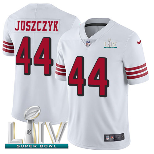 49ers #44 Kyle Juszczyk White Super Bowl LIV 2020 Rush Youth Stitched Vapor Untouchable Limited Jersey