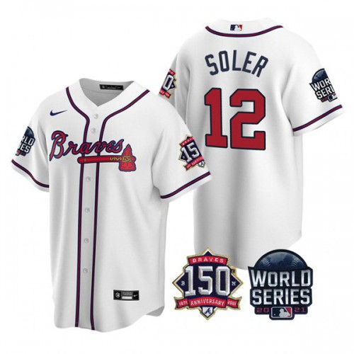 Atlanta Atlanta Braves #12 Jorge Soler 150th Anniversary 2021 World Series Youth Jersey - White Youth
